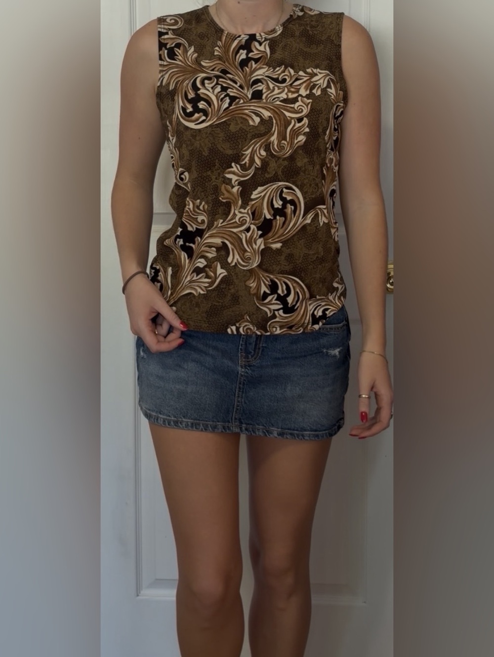 Paisley Sleeveless Top in Brown & Black Like New